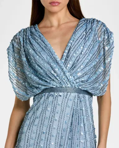 Mac Duggal Beaded Mesh Column Gown | Thumbnail 3 Mac Duggal Beaded Mesh Column Gown | Thumbnail 3