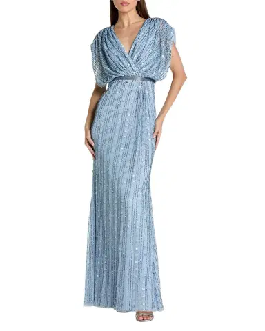 Mac Duggal Beaded Mesh Column Gown | Thumbnail 1 Mac Duggal Beaded Mesh Column Gown | Thumbnail 1