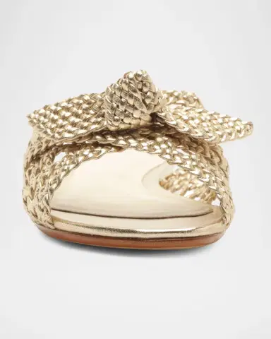 Alexandre Birman Belinda Woven Metallic Leather Flat Slide Sandals | Thumbnail 3 Alexandre Birman Belinda Woven Metallic Leather Flat Slide Sandals | Thumbnail 3