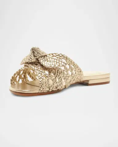 Alexandre Birman Belinda Woven Metallic Leather Flat Slide Sandals | Thumbnail 4 Alexandre Birman Belinda Woven Metallic Leather Flat Slide Sandals | Thumbnail 4