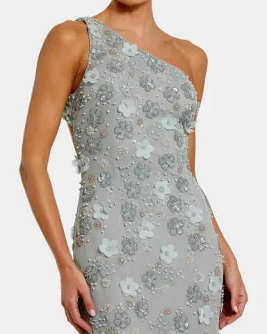 Mac Duggal Floral Appliqué One-Shoulder Gown | Thumbnail 3