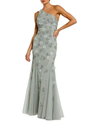 Mac Duggal Floral Appliqué One-Shoulder Gown | Thumbnail 1