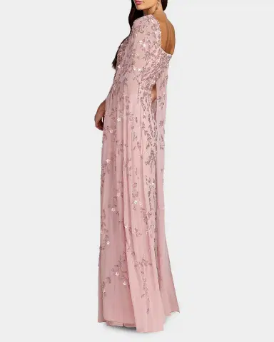 Mac Duggal Embellished Georgette Cape-Sleeve Gown | Thumbnail 2 Mac Duggal Embellished Georgette Cape-Sleeve Gown | Thumbnail 2