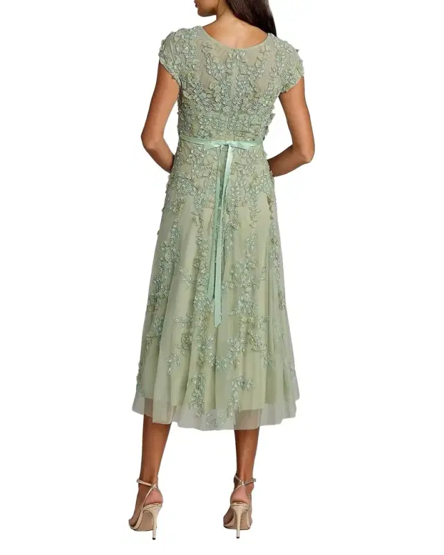 Embellished Mesh A-Line Cocktail Dress