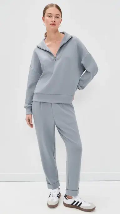 Varley Hawley Half Zip Sweatshirt Wind Blue | Thumbnail 5