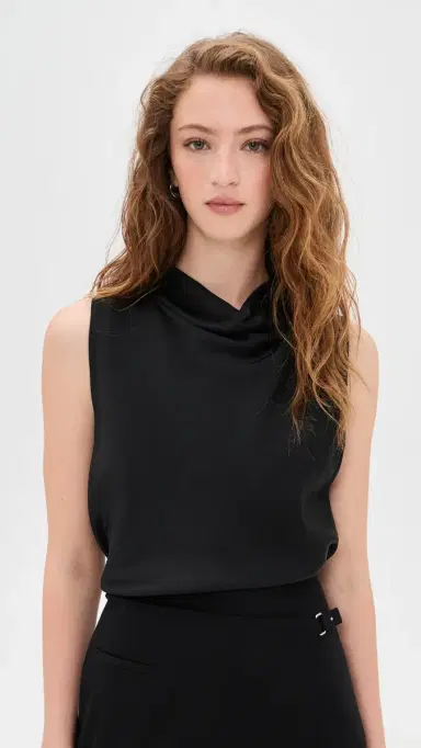 Vince Cropped Cowl Neck Top Black S | Thumbnail 2 Vince Cropped Cowl Neck Top Black S | Thumbnail 2