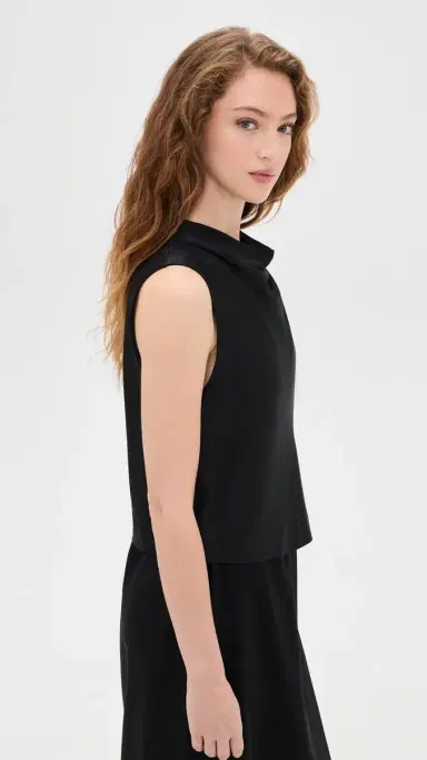 Vince Cropped Cowl Neck Top Black S | Thumbnail 4 Vince Cropped Cowl Neck Top Black S | Thumbnail 4