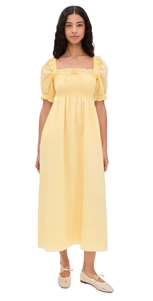 Hill House Home The carlett Midi Nap Dress Butter Yellow