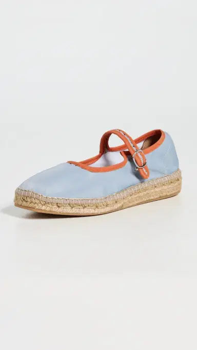 Naguisa Peonia Mary Jane Flats Light Blue/Orange 36 | Thumbnail 2