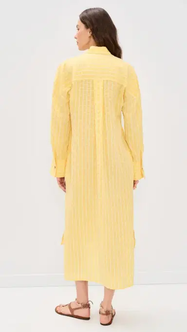 La Ligne Tie Front Shirt Dress Butter Stripe | Thumbnail 3