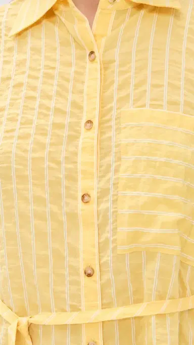 La Ligne Tie Front Shirt Dress Butter Stripe | Thumbnail 6