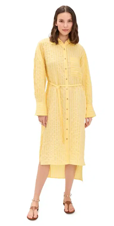 La Ligne Tie Front Shirt Dress Butter Stripe | Thumbnail 1