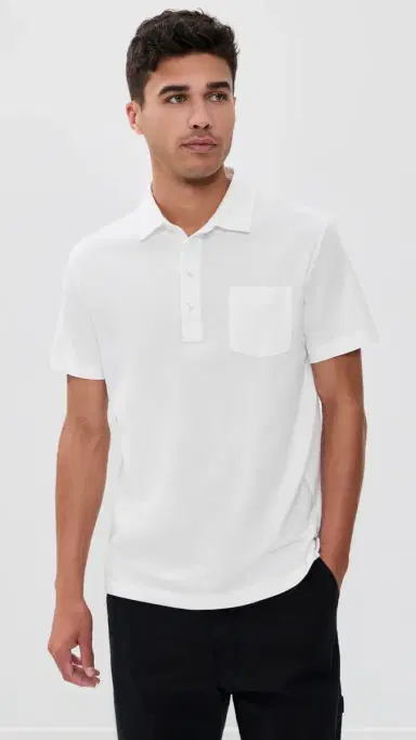Billy Reid Pensacola Short Sleeve Polo White M | Thumbnail 2