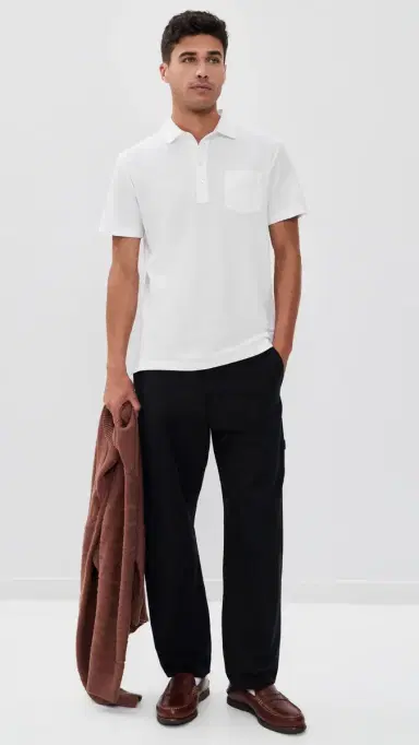 Billy Reid Pensacola Short Sleeve Polo White M | Thumbnail 5