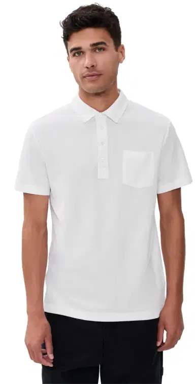 Billy Reid Pensacola Short Sleeve Polo White M | Thumbnail 1