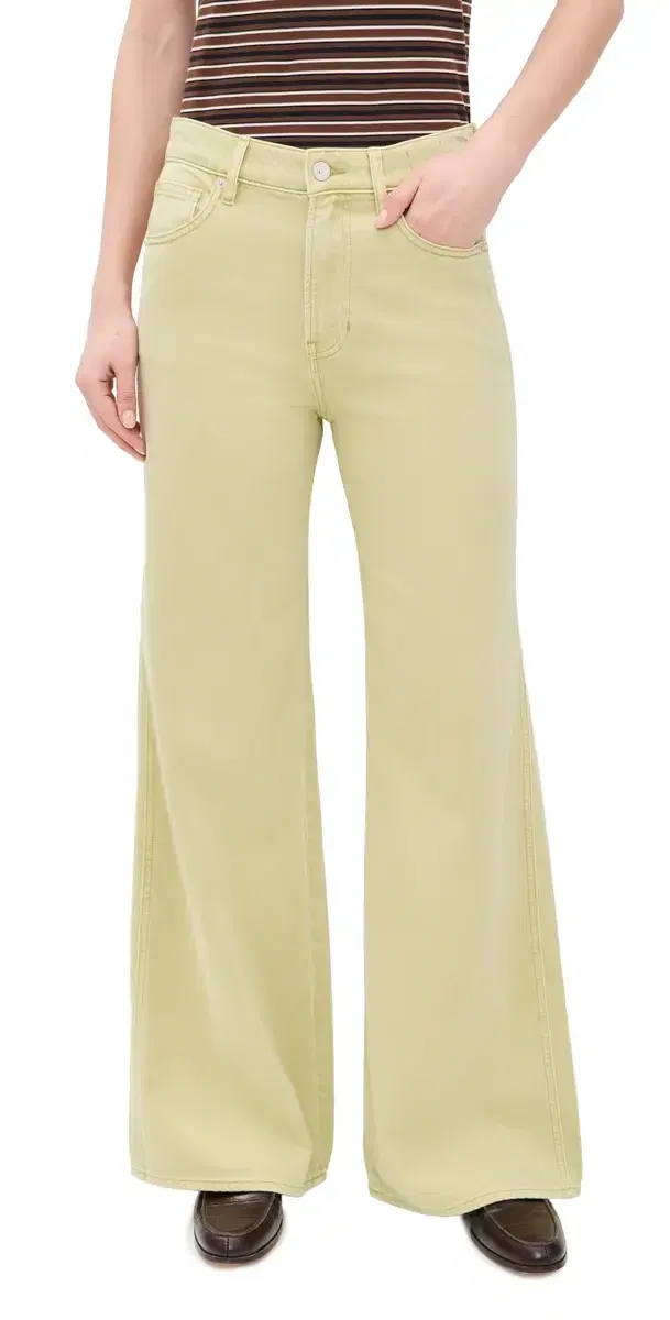 Kasey Mid Rise Wide Leg Jeans Pistachio
