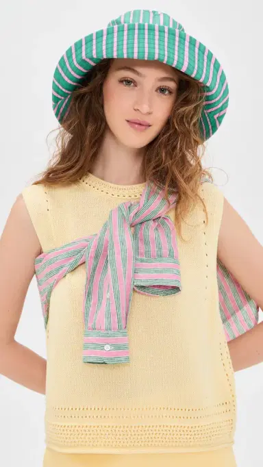 Marimekko Rondel Piccolo Kioski Hat Green/Light Pink | Thumbnail 3