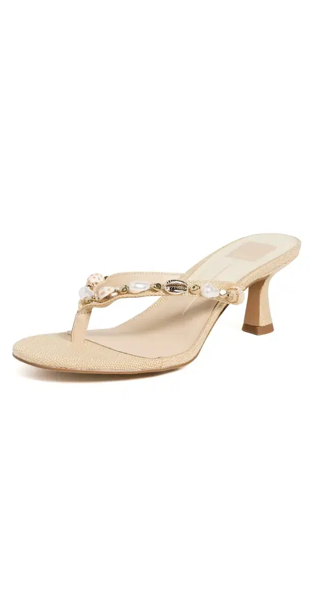 Daksie Heeled Thong Sandals LT Natural Raffia