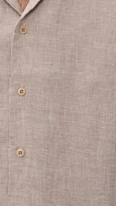 Faherty Short Sleeve Laguna Linen Camp Shirt Khaki Pincheck | Thumbnail 6