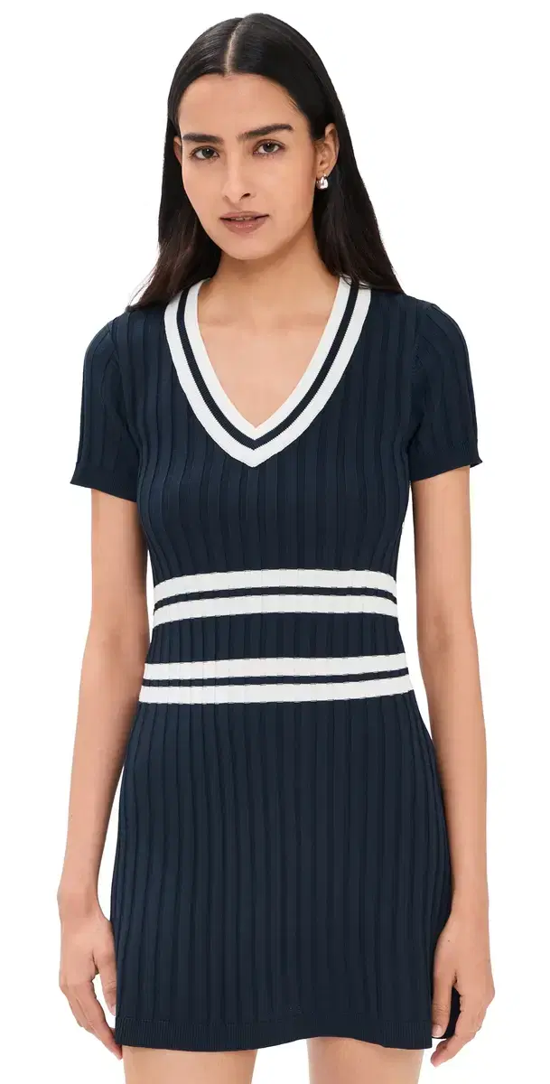 Rowing Blazers Knit Pleated Dress Navy