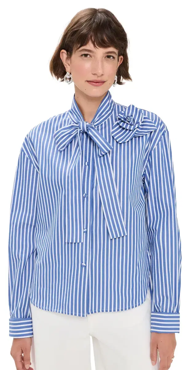 Flor One Rose Button Down hirt Deep Blue