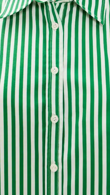perfectwhitetee Gisele Cotton Poplin Slim Fit Button Down Grass Stripe | Thumbnail 6