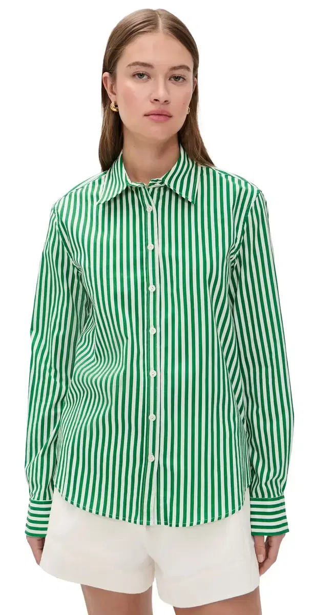 Gisele Cotton Poplin lim Fit Button Down Grass tripe Gisele Cotton Poplin lim Fit Button Down Grass tripe