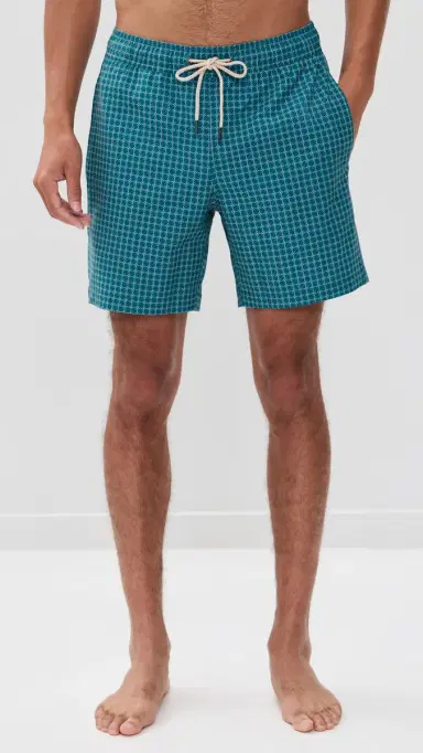 Fair Harbor The Bayberry Swim Trunks 7 Teal ea Geo | Thumbnail 2