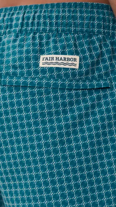 Fair Harbor The Bayberry Swim Trunks 7 Teal ea Geo | Thumbnail 6