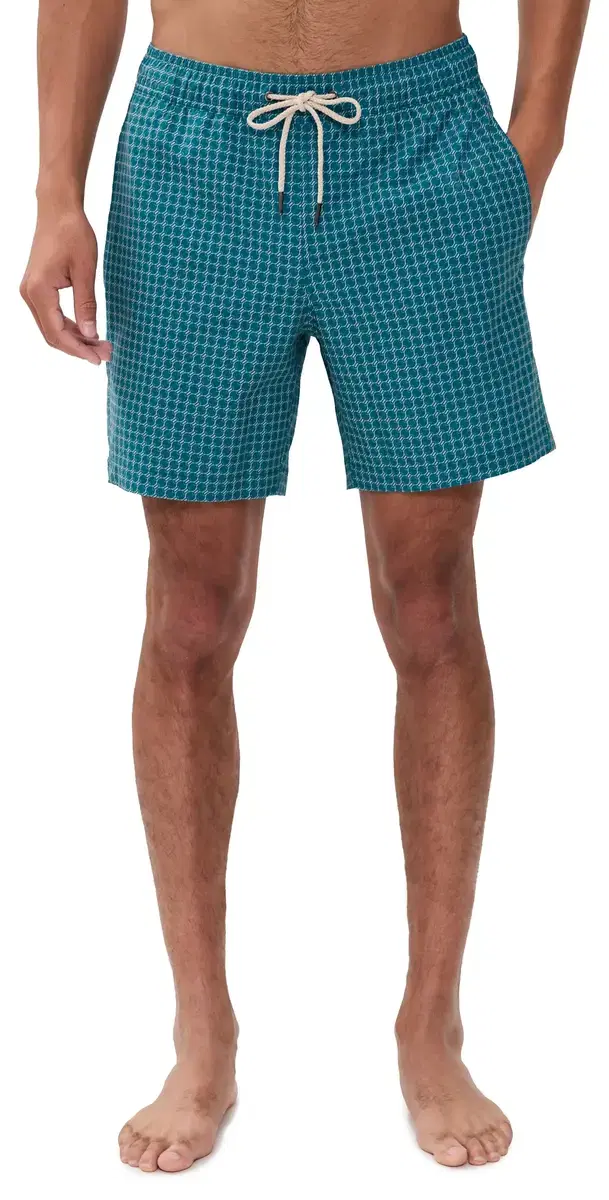 Fair Harbor The Bayberry wim Trunks 7 Teal ea Geo