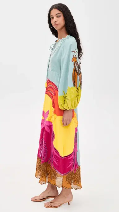 Farm Rio Usiacuri Multicolor Richelieu Maxi Dress | Thumbnail 4 Farm Rio Usiacuri Multicolor Richelieu Maxi Dress | Thumbnail 4