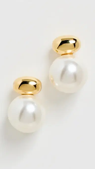 Shashi Gold Pearl Stud Drop Earrings Pearl | Thumbnail 2 Shashi Gold Pearl Stud Drop Earrings Pearl | Thumbnail 2