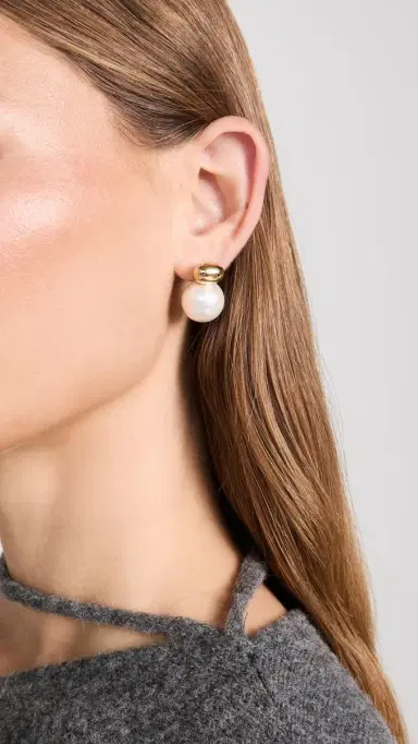 Shashi Gold Pearl Stud Drop Earrings Pearl | Thumbnail 3 Shashi Gold Pearl Stud Drop Earrings Pearl | Thumbnail 3