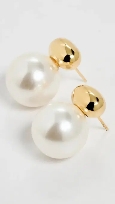 Shashi Gold Pearl Stud Drop Earrings Pearl | Thumbnail 4 Shashi Gold Pearl Stud Drop Earrings Pearl | Thumbnail 4