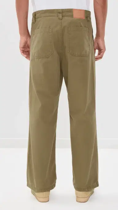 Jeanerica Genua Plie Straight Loose Leg Chino Trousers Green | Thumbnail 3