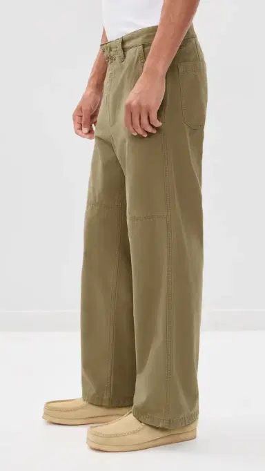 Jeanerica Genua Plie Straight Loose Leg Chino Trousers Green | Thumbnail 4