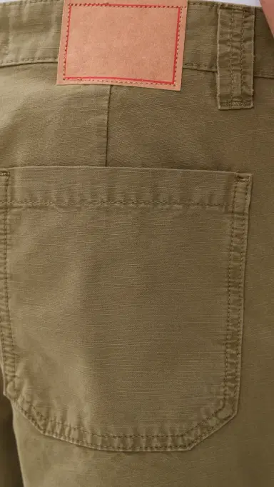 Jeanerica Genua Plie Straight Loose Leg Chino Trousers Green | Thumbnail 6
