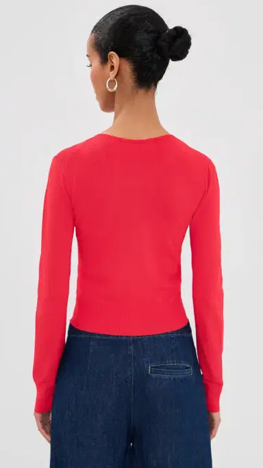 Brandon Maxwell The Ellery Viscose Shrunken Cardi Red | Thumbnail 3 Brandon Maxwell The Ellery Viscose Shrunken Cardi Red | Thumbnail 3
