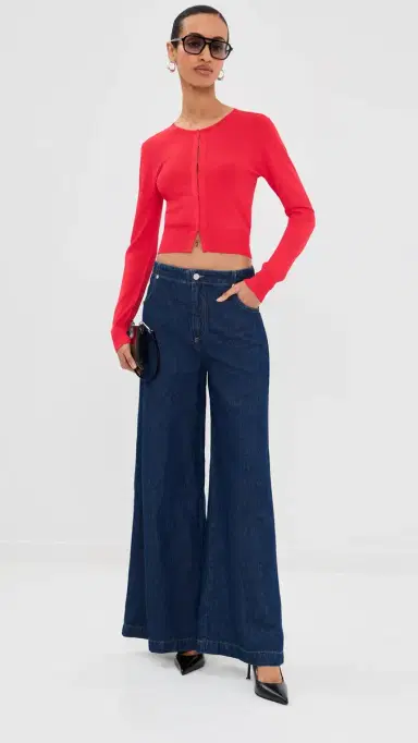 Brandon Maxwell The Ellery Viscose Shrunken Cardi Red | Thumbnail 5 Brandon Maxwell The Ellery Viscose Shrunken Cardi Red | Thumbnail 5