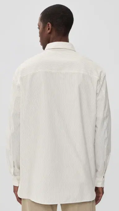 Maison Kitsuné Striped Oversize Shirt Ecru/Taupe Grey | Thumbnail 3