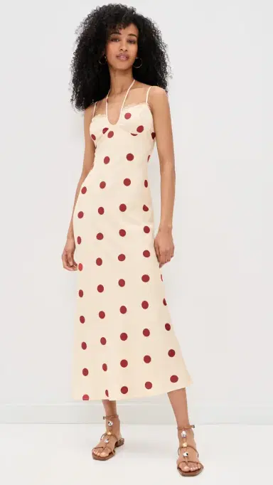 Bailey Rose Polka Dot Midi Dress Cream | Thumbnail 2 Bailey Rose Polka Dot Midi Dress Cream | Thumbnail 2