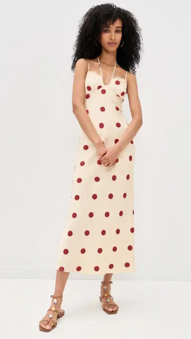 Bailey Rose Polka Dot Midi Dress Cream | Thumbnail 5 Bailey Rose Polka Dot Midi Dress Cream | Thumbnail 5