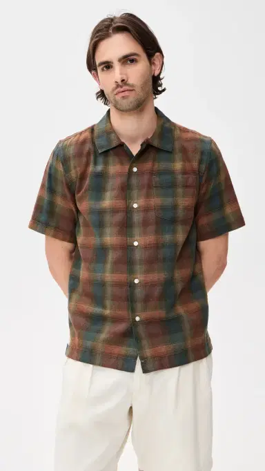 Service Works Plaid Resort Shirt Brown | Thumbnail 2