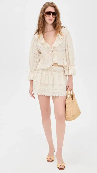 Wayf Sophia Ruffle Top Beige S | Thumbnail 5 Wayf Sophia Ruffle Top Beige S | Thumbnail 5
