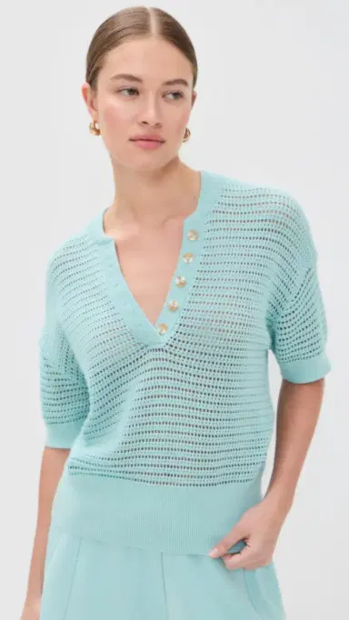 Varley Callie Knit Top Porcelain Blue S | Thumbnail 2