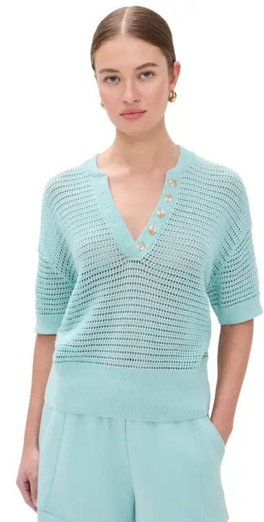 Varley Callie Knit Top Porcelain Blue S | Thumbnail 1