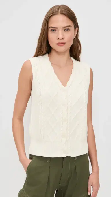 Varley Tatyana Cable Knit Vest Egret S | Thumbnail 2
