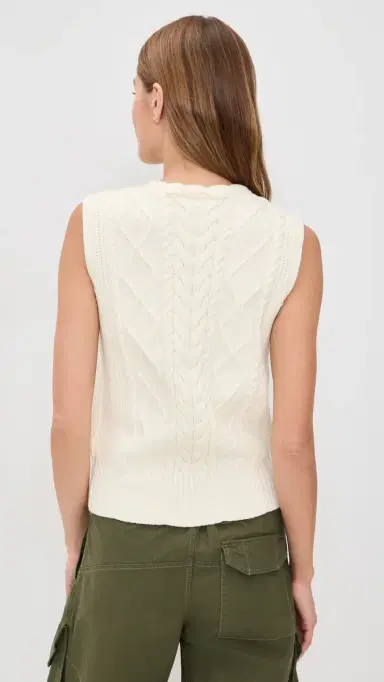 Varley Tatyana Cable Knit Vest Egret S | Thumbnail 3