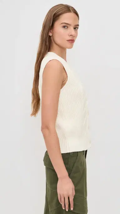 Varley Tatyana Cable Knit Vest Egret S | Thumbnail 4