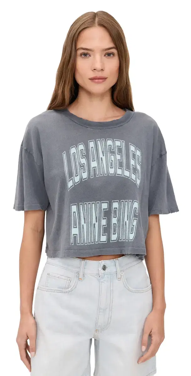 Johnny Cropped Tee Washed Grey
